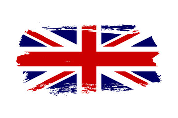 Great Britain flag. Jack UK grunge flag isolated white background. English United Kingdom design. British national symbol England country, patriotism. Graphic sketch brush stroke. Vector illustration