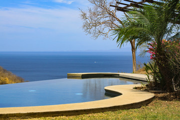View of the Pacifc Ocean from an Infinity Pool in Costa Rica