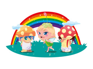 fungus elfs and fairy in the garden