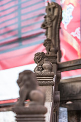 Shuri Castle's dragons stone sculpture in the Shuri neighborhood of Naha, the capital of Okinawa Prefecture, Japan.
