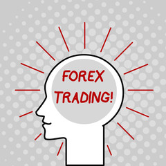 Writing note showing Forex Trading. Business concept for exchange of currencies between two or more countries Outline Silhouette Human Head Surrounded by Light Rays Blank Text Space