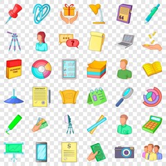 Clerk icons set. Cartoon style of 36 clerk vector icons for web for any design