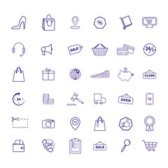 Set of Retail shop market trade icons