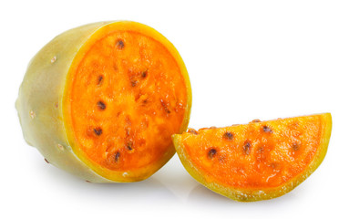 Fresh opuntia on white background. Prickly pear.