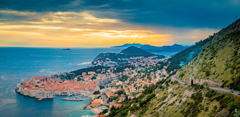 Old town of Dubrovnik at sunset, Dalmatia, Croatia