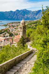 Historic town of Kotor with Bay of Kotor in summer, Montenegro