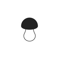 Mushroom in a flat style with a black hat. Isolated vector icon.