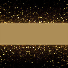 Gold banner template with glittering bokeh background