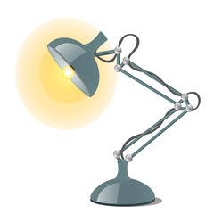 Modern steel table lamp isolated on white background. Vector cartoon close-up illustration.