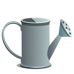 Watering can isolated on white background. Vector cartoon close-up illustration.
