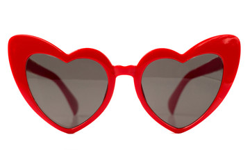 Red Heart Shape Cat Eye Sunglasses isolated on white - front view