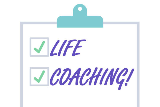 Handwriting text Life Coaching. Conceptual photo a demonstrating employed to help showing attain their goals in life Isolated Blank Vertical Clipboard with Two Check Boxes and Green Ticks