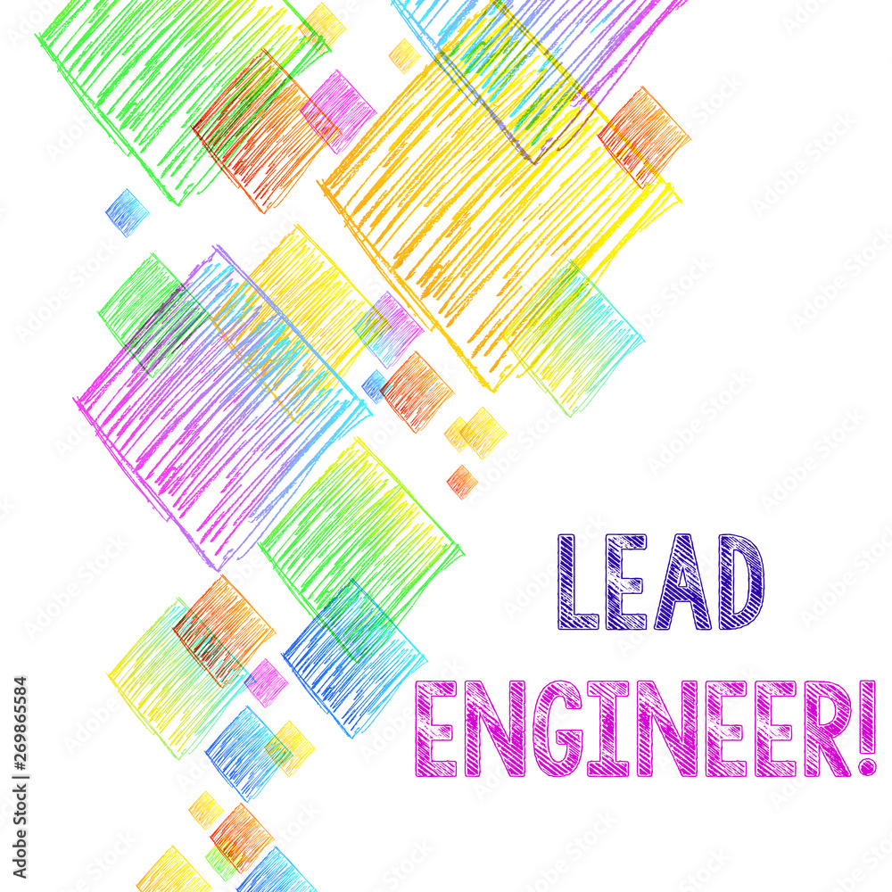 Poster writing note showing lead engineer. business concept for control his team and analysisage phases of 
