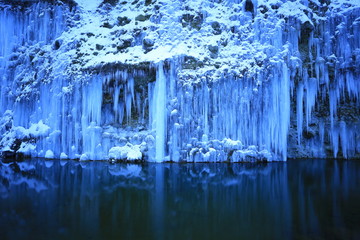 Shirakawa Ice Pillar Group in Winter, Kiso, Nagano prefecture, Japan