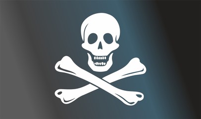 Pirate flag with skull and crossbones. The traditional "Jolly Roger" of piracy. Template for the design of posters, advertising, messages.Bright vector illustration.