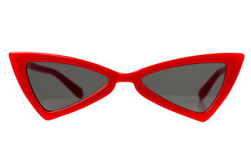 Red Triangle Cat Eye Sunglasses isolated on white - front view