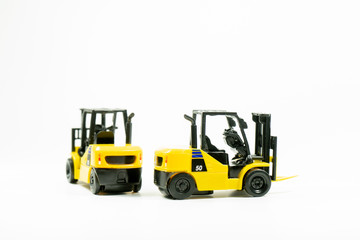 Two Diesel forklift on white background