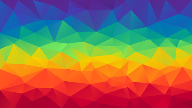 vector abstract irregular polygon background - triangle low poly pattern - full spectrum multi color horizontal rainbow - red, orange, yellow, green, blue, purple