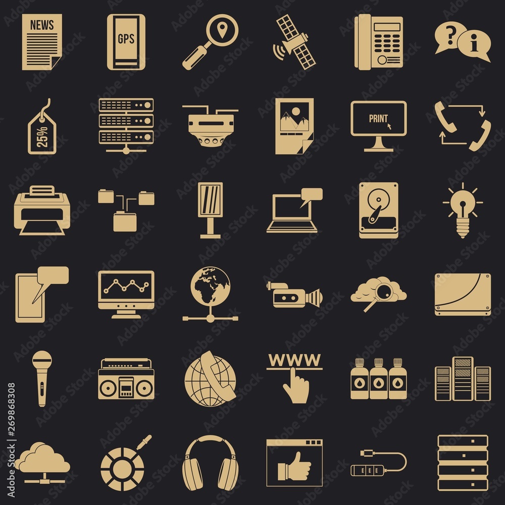 Poster cloud storage icons set. simple style of 36 cloud storage vector icons for web for any design