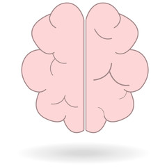 human pink brain flat icon with shadow