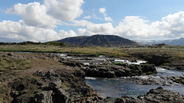 Video clip of Laxa in Kjos is the centerpiece of one of the most stunning glacially-forged valleys in southern Iceland place for Salmon fishing in the midst of rapids waterfall 