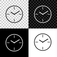 Clock icon isolated on black, white and transparent background. Time symbol. Vector Illustration