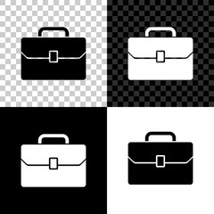 Briefcase icon isolated on black, white and transparent background. Business case sign. Business portfolio. Vector Illustration