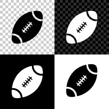 American Football ball icon isolated on black, white and transparent background. Vector Illustration