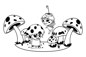 beautiful magic fairy and fungu elf in the garden