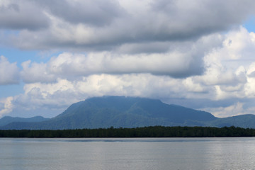 Fototapeta na wymiar Sea bay with mountains - Santubong Borneo Sarawak Malaysia Asia
