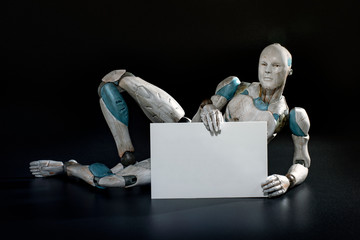 Robot humanoïde allongé sur le côté