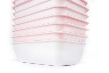 Obraz premium Disposable polystyrene bowl on a white background