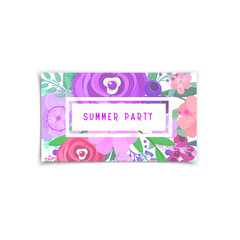 Summer sale banners decorate with flowers and plants.