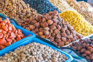 Dried food products sold at the Chorsu Bazaar in Tashkent