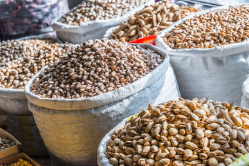 Dried food products sold at the Chorsu Bazaar in Tashkent