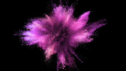 Explosion of colored powder isolated on black