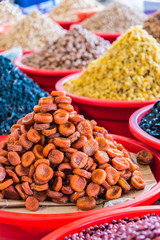 Dried food products sold at the Chorsu Bazaar in Tashkent