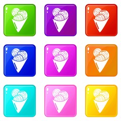 Ice cream icons set 9 color collection isolated on white for any design
