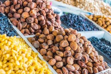 Dried food products sold at the Chorsu Bazaar in Tashkent