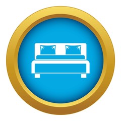Double bed icon blue vector isolated on white background for any design