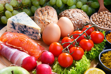 Assorted organic food products on the table