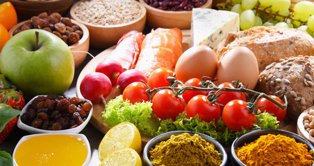 Assorted organic food products on the table