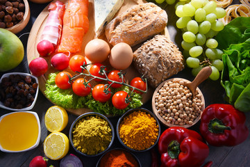 Assorted organic food products on the table