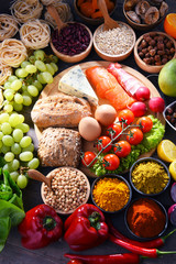 Assorted organic food products on the table