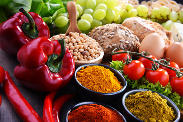 Assorted organic food products on the table