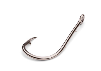 Fishhook closeup isolated on white