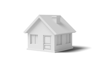 White empty house on a yellow background abstract image. Minimal concept building business. 3D render.