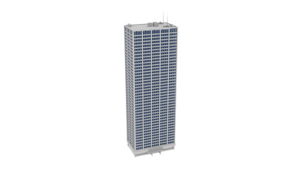 High-rise Building 3D Rendering over White Background