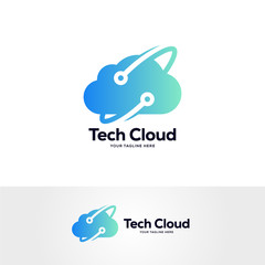Obraz premium cloud logo designs template, tech logo designs concept