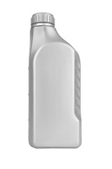 Plastic canister for machine oil isolated on white background